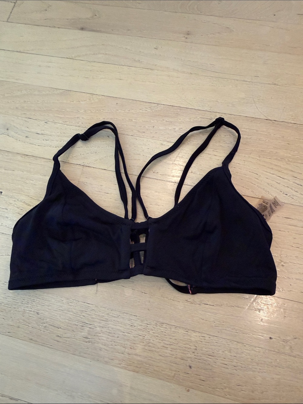PINK Victoria's Secret Black Strappy Swim Bikini Top